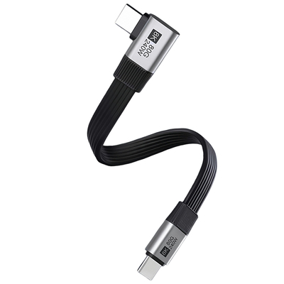 Typec数据线双弯头USB3.2Gen2公对公USB4全功能8K软扁超短板线80G高速PD240W快充手机电脑固态移动硬盘连接线