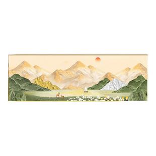 旭日东升客厅挂画沙发背景墙装饰画山水画靠山图日照金山手绘油画