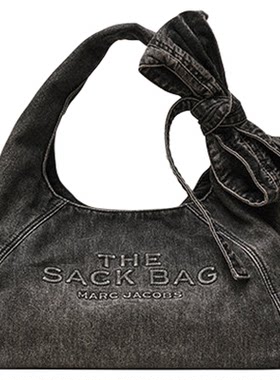 【季末折扣】MARC JACOBS/莫杰 SACK 中号丹宁牛仔风蝴蝶结hobo包