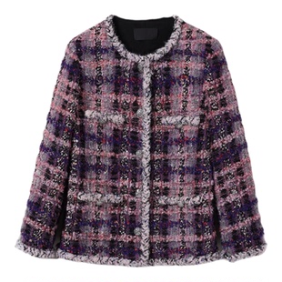 VibrantChic 25秋冬新款进口粗花呢软呢法式高级感小香风羽绒外套