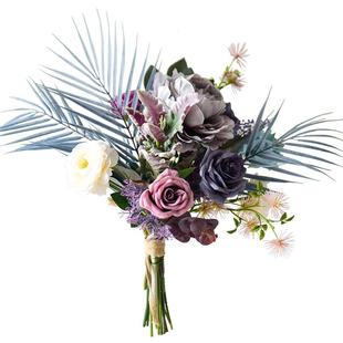 知根北欧假花束仿真花摆件装饰花客厅玫瑰手捧花桌面茶几花艺摆设