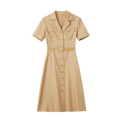 赢智尚古巴领衬衫式短袖连衣裙