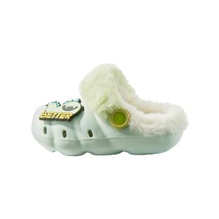 babycare儿童洞洞鞋冬季保暖宝宝拖鞋男童外穿防滑女童棉鞋毛毛鞋