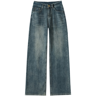 加绒窄版直筒牛仔裤女2026新款爆款怀旧蓝高腰显瘦休闲弹力阔腿裤