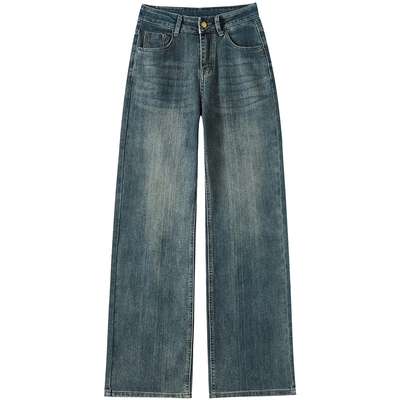 加绒窄版直筒牛仔裤女2025春季