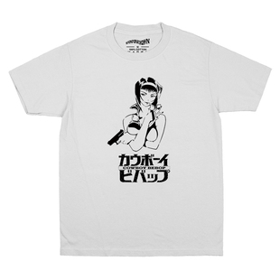 星际牛仔CowboyBebop Faye菲瓦伦坦纯棉休闲圆领白色动漫短袖T恤