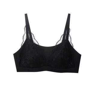 纯欲高奢轻薄蕾丝软支持半固定显小文胸内衣聚拢显瘦bar无痕光面