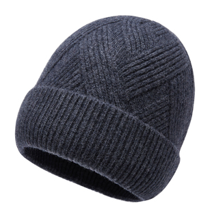 恒源祥100%纯羊毛帽子男冬季加厚保暖针织毛线帽中老年爸爸包头帽