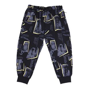 加肥加大男士九分花裤子春秋款宽松胖子运动休闲大码男装9分卫裤