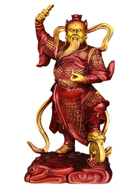 铜王灵官摆件三眼灵官王天君神像黄铜护法雷公火神像家用客厅供奉