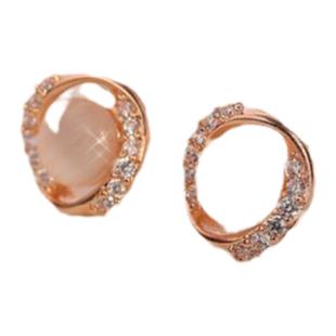 S925银耳钉女2026新款爆款仿猫眼石耳饰气质高级大气圆圈精致耳环