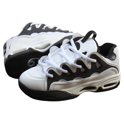 熊猫色OSIRIS复古气垫滑板鞋D3男女低帮系带耐磨运动BMX板鞋反光