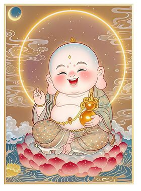Q版大肚弥勒佛钻石画满钻新款笑口常开粘砖贴钻石十字绣禅意佛系