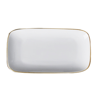 纯白金边陶瓷毛巾碟香皂碟子椭圆长方形毛巾托家用湿巾盘装毛巾盘