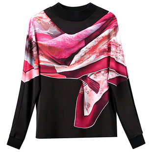 印象诗章~高级感印花宽松显瘦百搭T恤内搭外穿洋气打底小衫秋冬