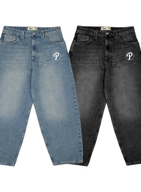 男士黑色刺绣休闲牛仔裤