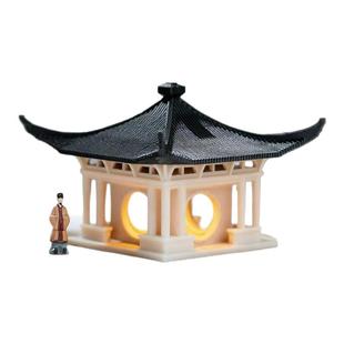 古风中式望月亭凉亭古建筑假山盆景造景小摆件流鱼缸池生态微景观