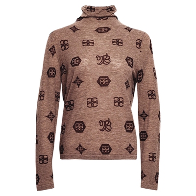 谷邦半高领印花打底衫女