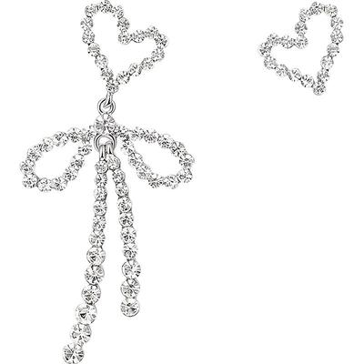 爱心蝴蝶结纯银耳环女