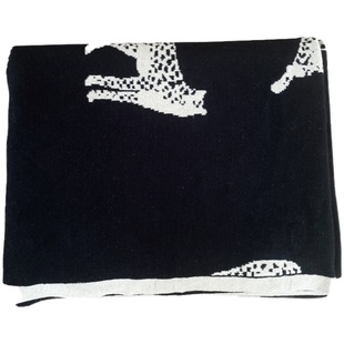 北欧高级毛毯针织毯复古客厅沙发毯办公室午休毯子午睡毯黑色盖毯