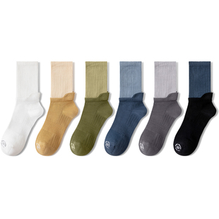 副歌柔感棉中筒袜男士秋季抗菌棉双袜口潮酷运动袜子