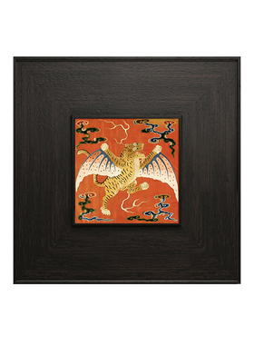 如虎添翼中古风装饰画动物法式复古挂画餐厅客厅玄关过道壁画吉祥