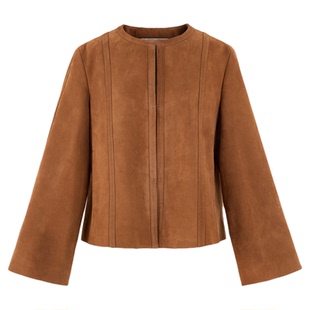 曼加塔【羔羊皮·丘暮谣】琥珀流光羊皮新中式外套5052634