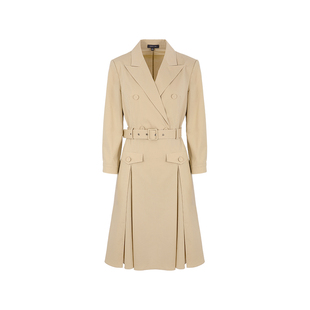 MARYLING玛俪琳秋季新品沙色翻尖领腰带装饰连衣裙A1EBW63260