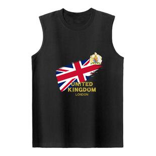英国UK联合王国伦敦标志国旗无袖T恤衫男士纯棉背心夏季凉快衣服