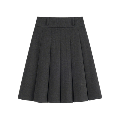 CCKOK纯色毛呢百褶中裙