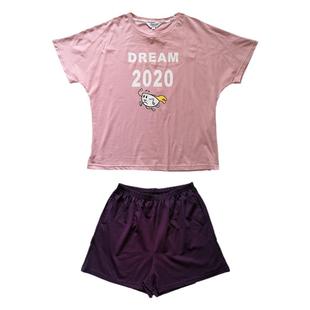 司派罗套头睡衣女夏短衣短裤纯棉两件套甜美家居服套装可出门宽松