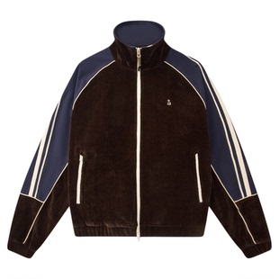 roaringwild a arch 咆哮野兽 棕色雪尼尔复古拼接运动夹克外套男