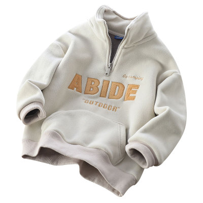 儿童加绒加厚拉链领卫衣冬季新品