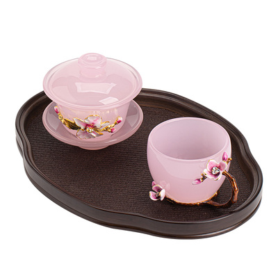 花语琉璃三才盖碗一壶一杯