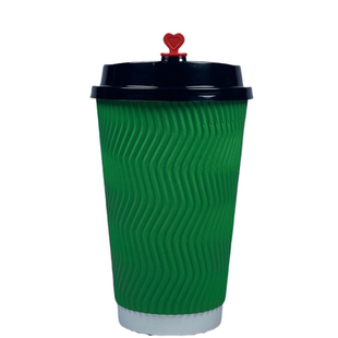 品质好货400/500mL瓦楞纸杯[50只]双层加厚防烫咖啡奶茶带盖包邮