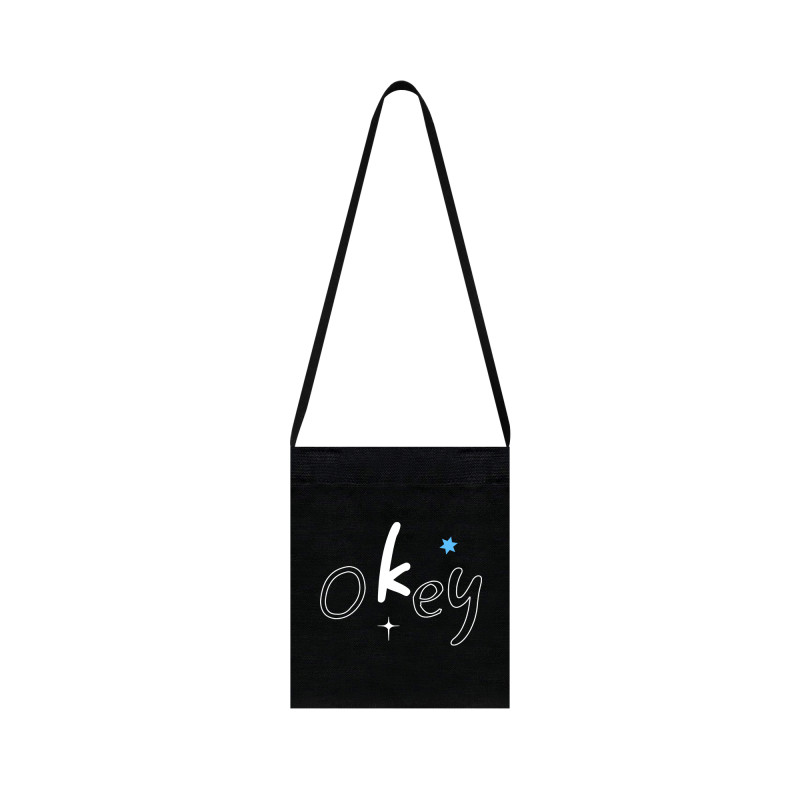 Talktokey(TTO) okey迷你斜挎 通勤百搭纯棉单肩黑色帆布包袋男女