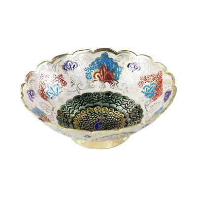 印度风尚进口黄铜碗时尚彩绘