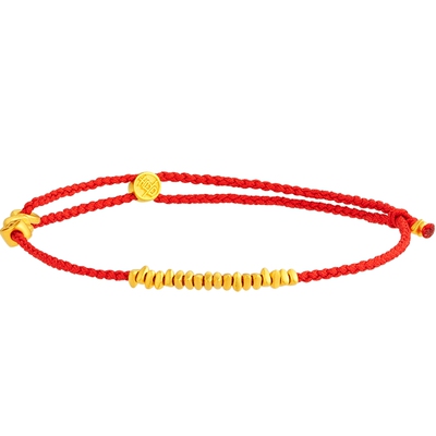 潮宏基好事发生聚财足金手链黄金手绳碎碎金无限符钱币女计价