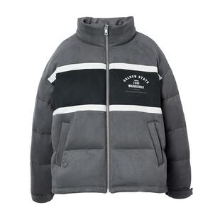 kq区绫致杰克琼斯NBA联名勇士队男冬羽绒服宽松款拼色字母外套