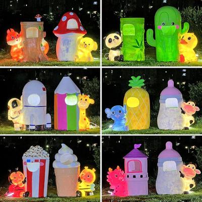 户外卡通创意垃圾桶雕塑玻璃钢幼儿园公园景区动物果皮箱分类摆件