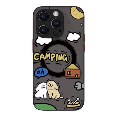 苹果手机壳可爱新款卡通露营小狗