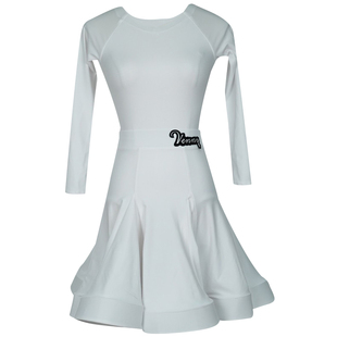 venny薇妮拉丁舞服女童夏专业女儿童分体新款黑池舞裙规定比赛服