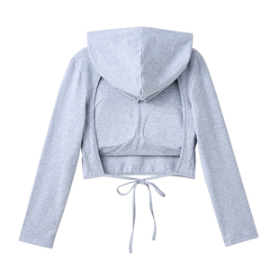 三伏天晒背专用衣女带胸垫纯棉长袖户外晒太阳神器防晒遮头按摩衣