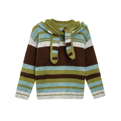 Livheartkids撞色条纹女大童毛衣