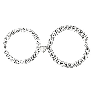 心心相吸钛钢手链潮ins小众设计爱心磁铁情侣一对手环不褪色手镯