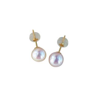 珍珠耳钉18k金天然海水akoya正圆镜面光简约耳饰时尚精致正品包邮