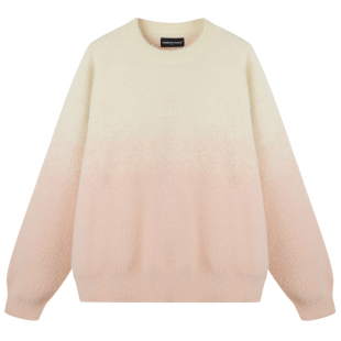 Dangerouspeople薛之谦dsp渐变仿貂毛时尚宽松圆领套头毛衣针织衫