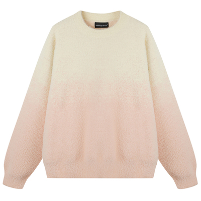 薛之谦dsp渐变仿貂毛圆领毛衣