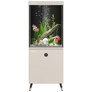 闽江鱼缸客厅新款办公家用小型落地底滤一体式超白玻璃智能水族箱