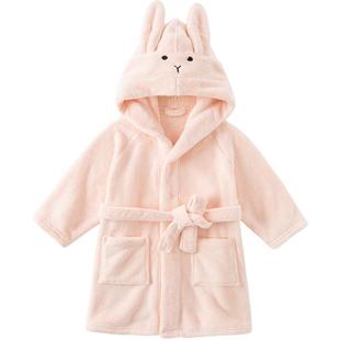 戴维贝拉女童家居服男童浴袍秋冬新款儿童女宝宝小童连帽睡袍可爱